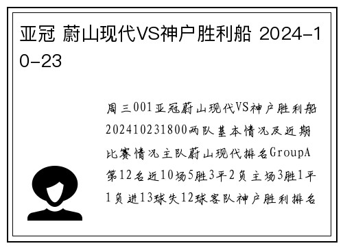 亚冠 蔚山现代VS神户胜利船 2024-10-23